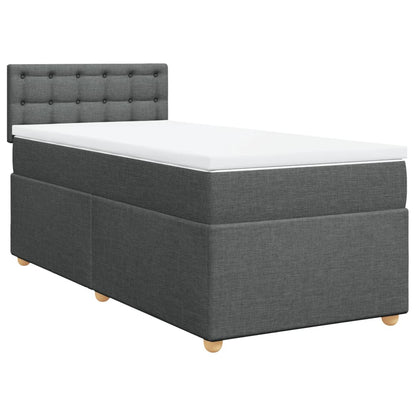 Boxspring met matras stof donkergrijs 90x200 cm