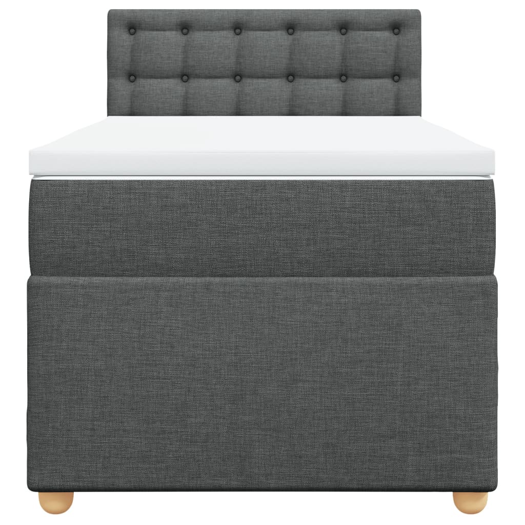 Boxspring met matras stof donkergrijs 90x200 cm