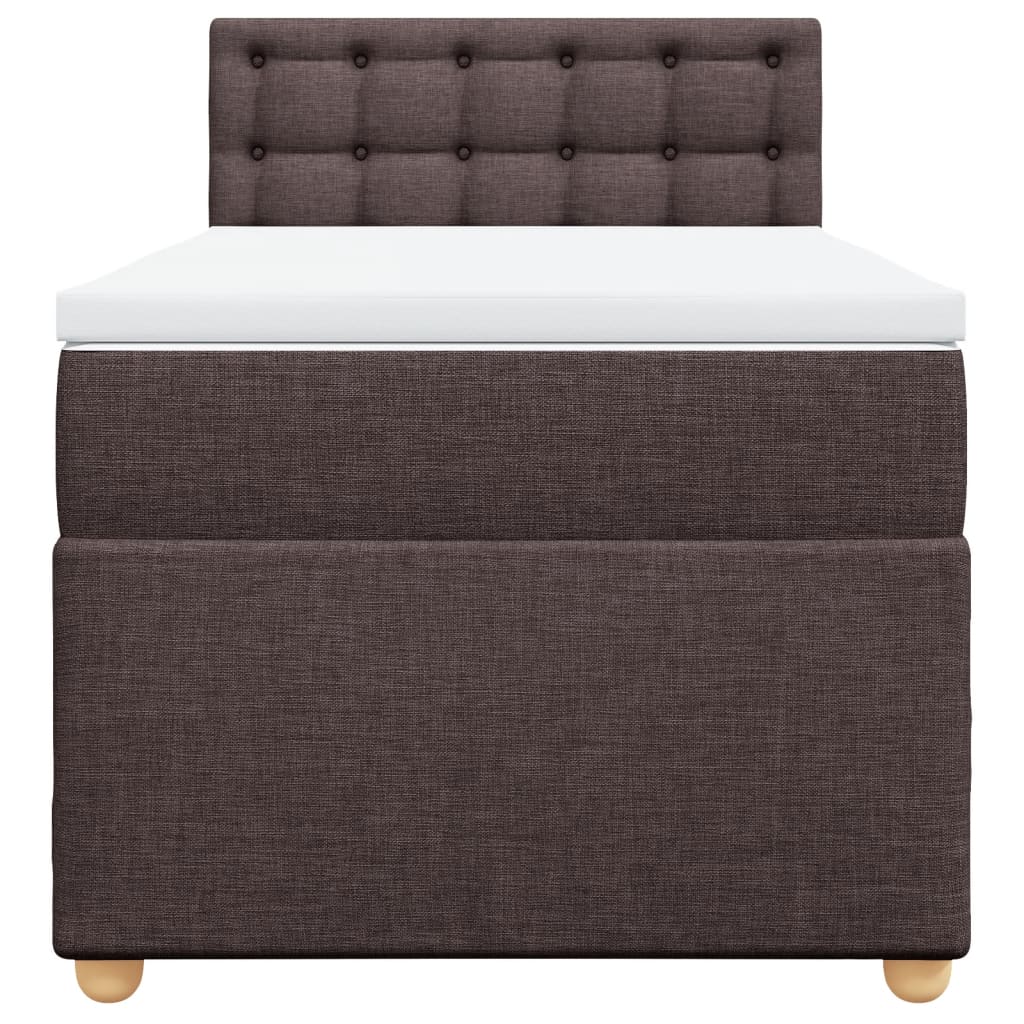 Boxspring met matras stof donkerbruin 90x200 cm