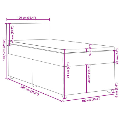 Boxspring met matras stof donkergrijs 100x200 cm