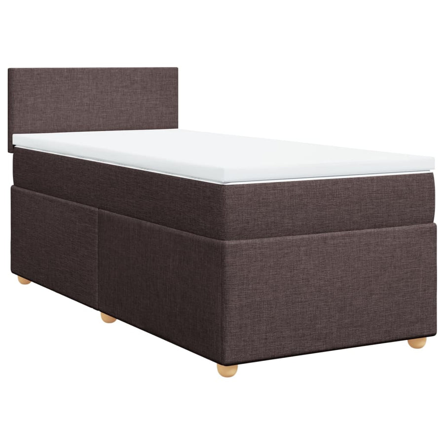 Boxspring met matras stof donkerbruin 100x200 cm