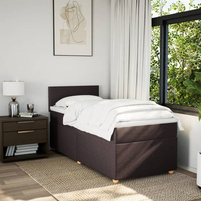 Boxspring met matras stof donkerbruin 100x200 cm