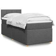 Box spring with mattress dark grey fabric 100x200 cm