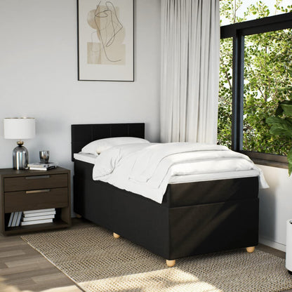 Boxspring met matras stof zwart 100x200 cm