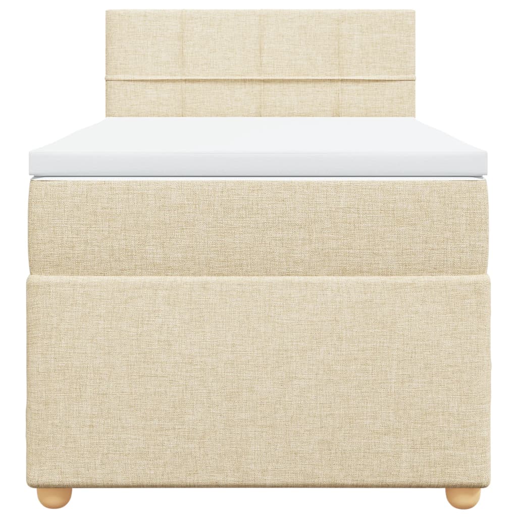 Boxspring met matras stof crèmekleurig 100x200 cm