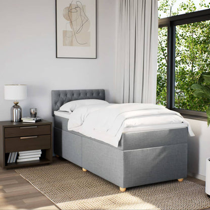 Boxspring met matras stof lichtgrijs 100x200 cm