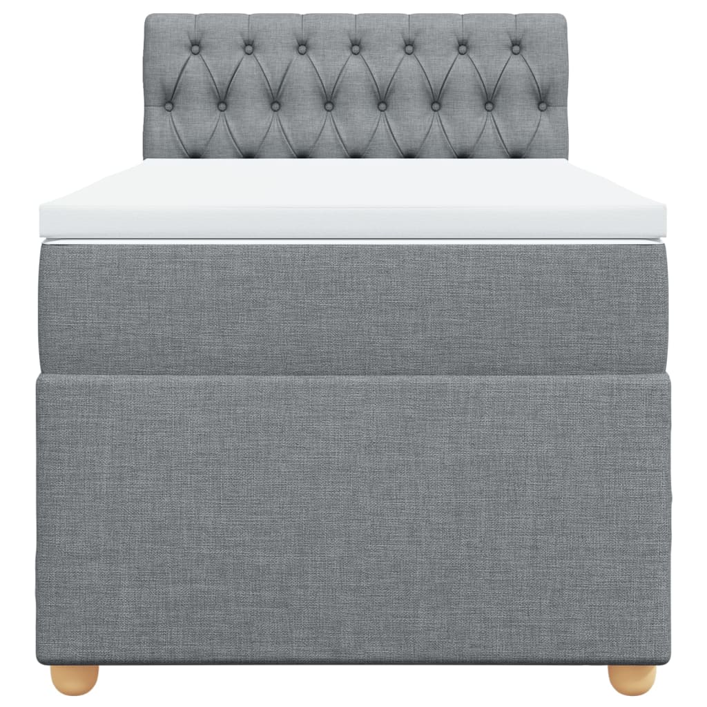 Boxspring met matras stof lichtgrijs 100x200 cm
