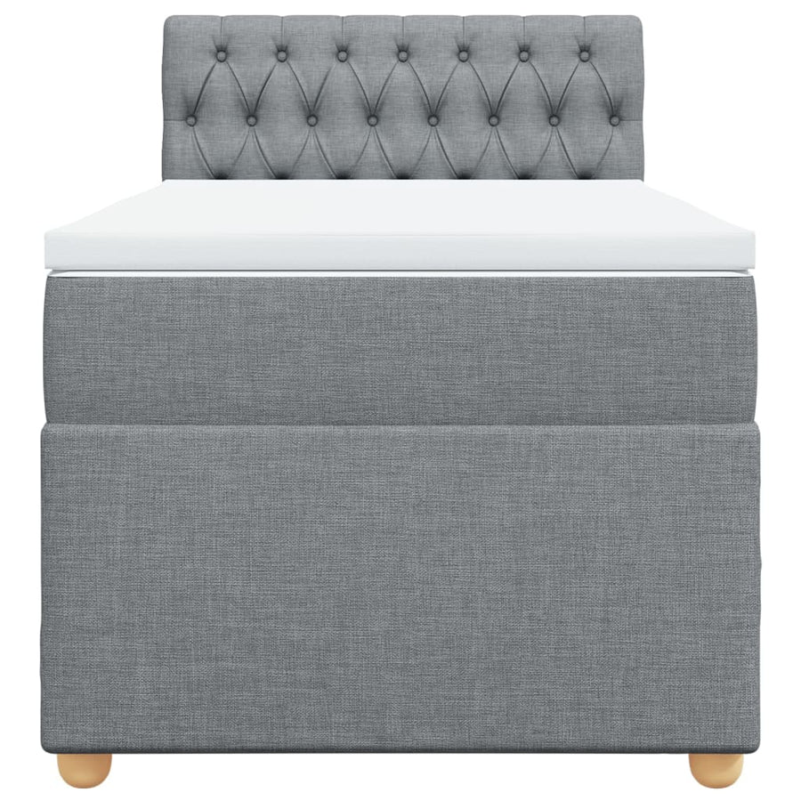 Boxspring met matras stof lichtgrijs 100x200 cm