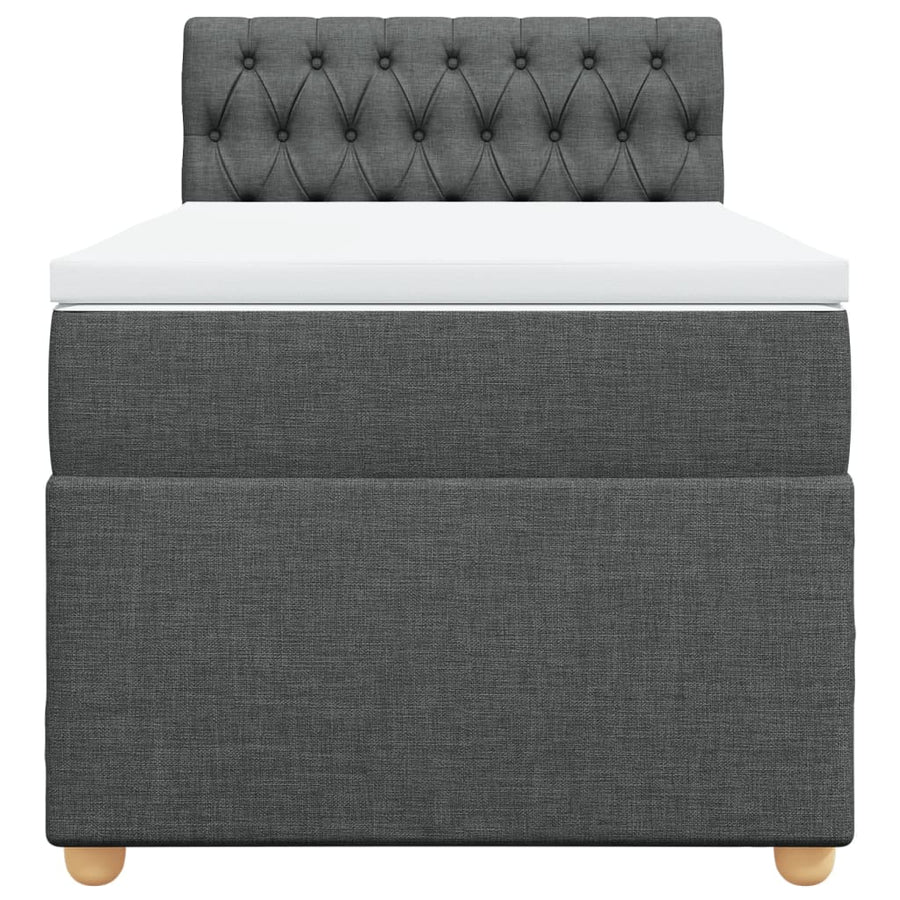 Boxspring met matras stof donkergrijs 100x200 cm