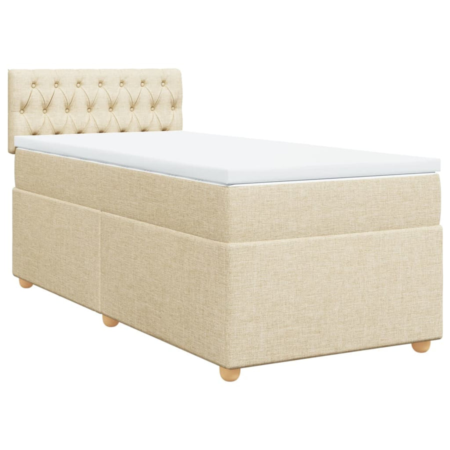 Boxspring met matras stof crèmekleurig 100x200 cm