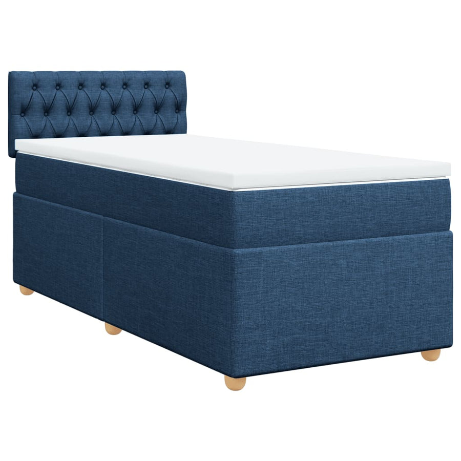 Boxspring met matras stof blauw 100x200 cm