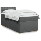 Boxspring met matras stof donkergrijs 100x200 cm