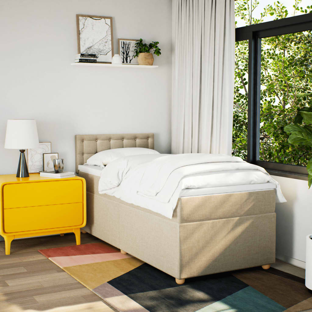 Boxspring met matras stof crèmekleurig 100x200 cm