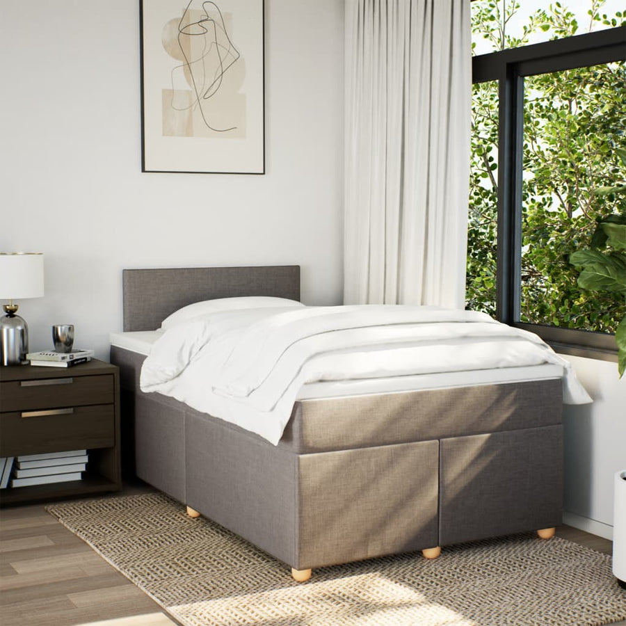 Boxspring met matras stof taupe 120x190 cm