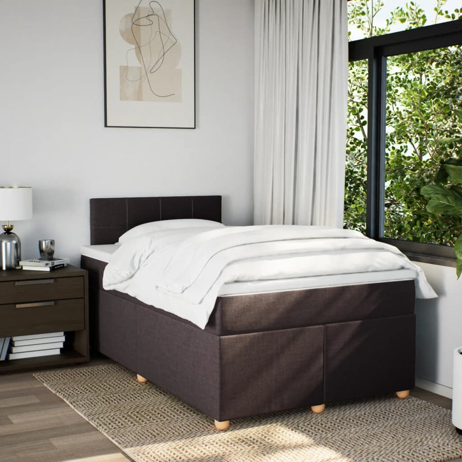 Boxspring met matras stof donkerbruin 120x190 cm