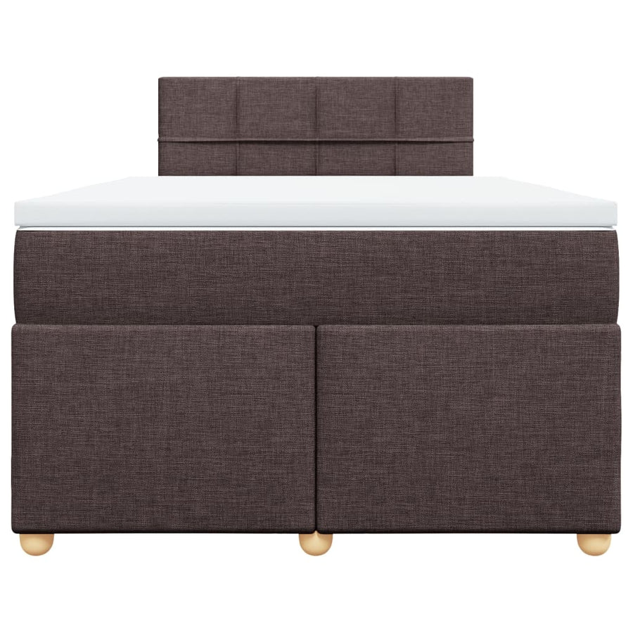Boxspring met matras stof donkerbruin 120x190 cm