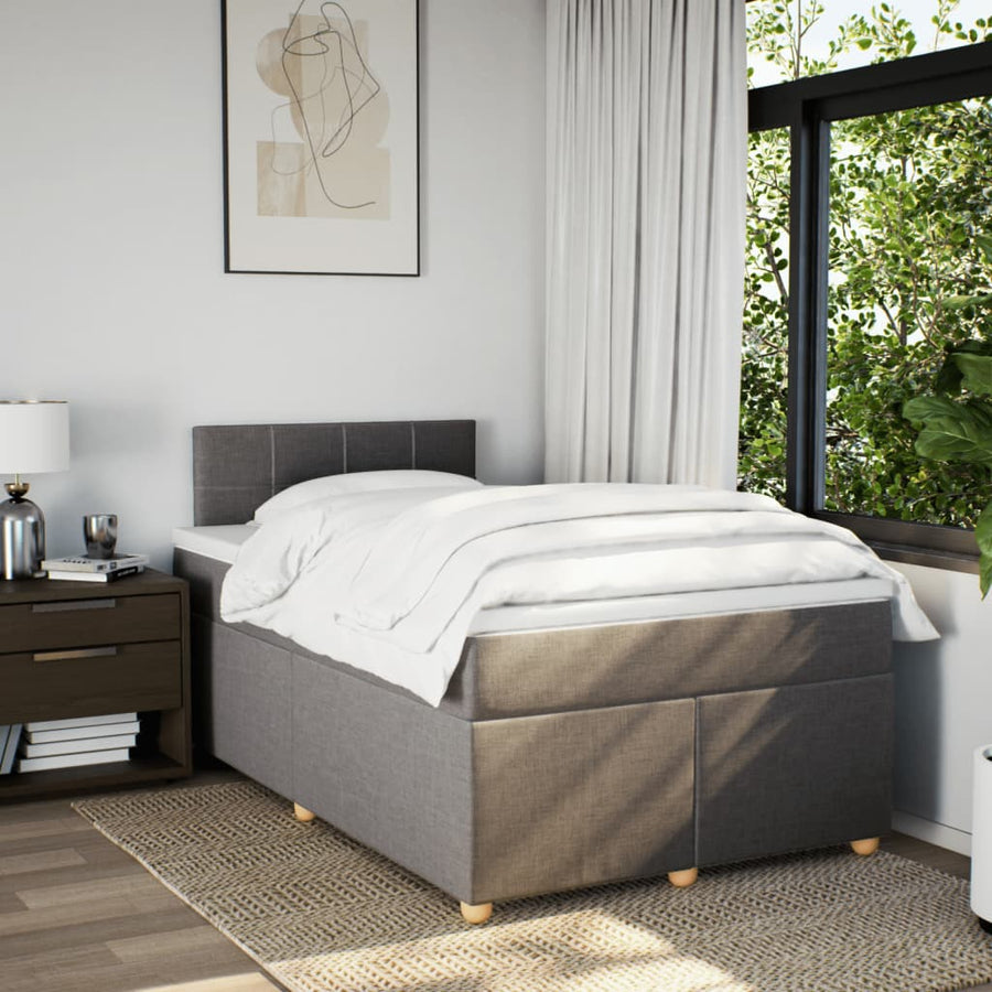 Boxspring met matras stof taupe 120x190 cm