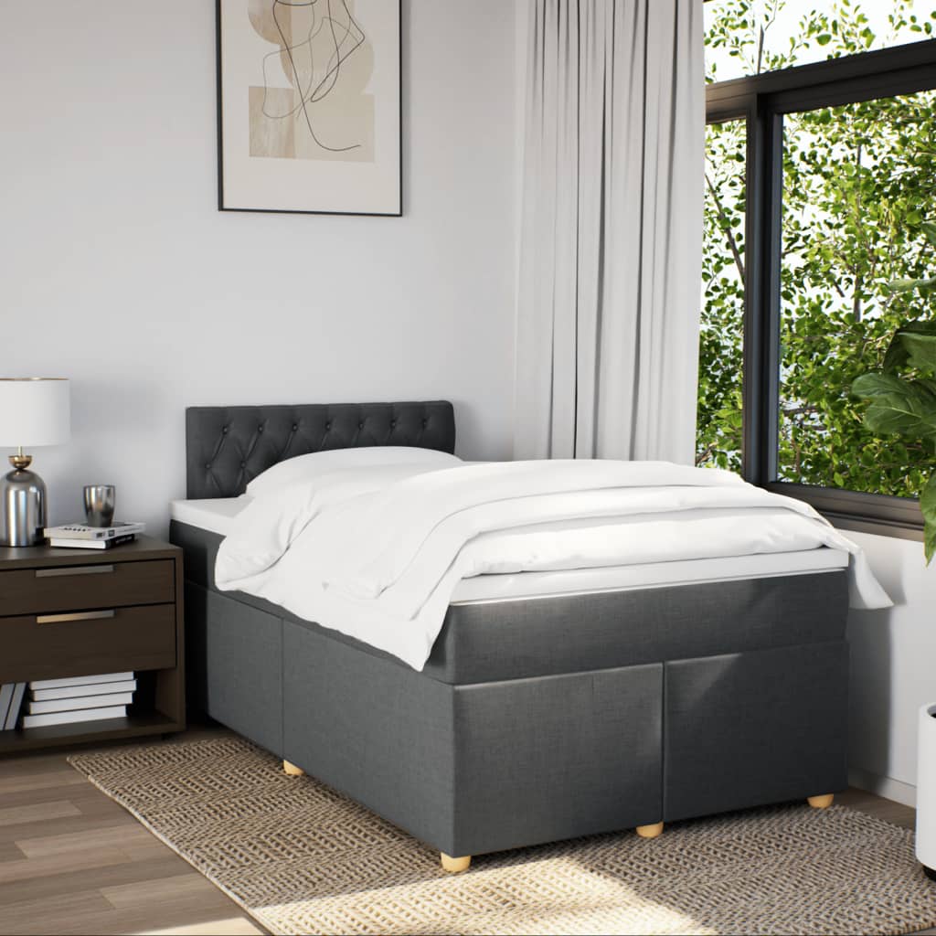Boxspring met matras stof donkergrijs 120x190 cm