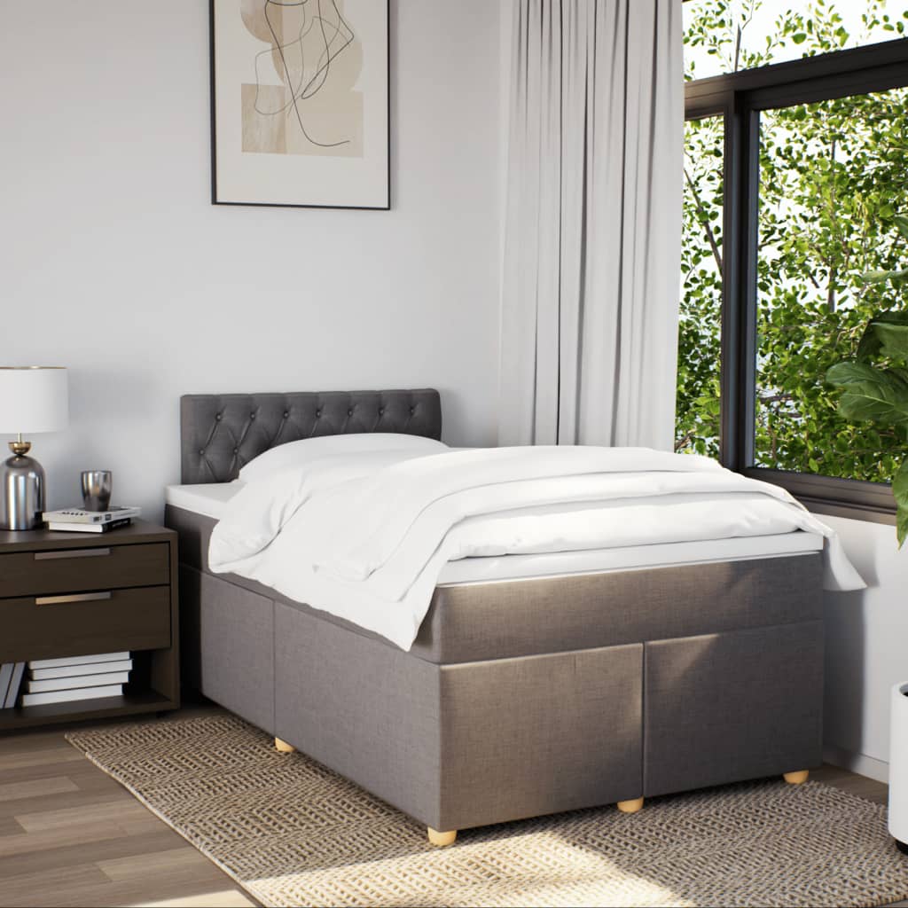 Boxspring met matras stof taupe 120x190 cm