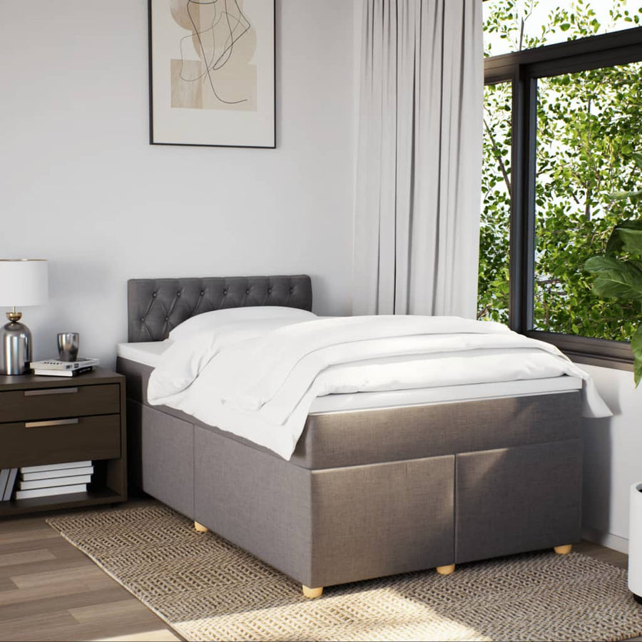 Boxspring met matras stof taupe 120x190 cm