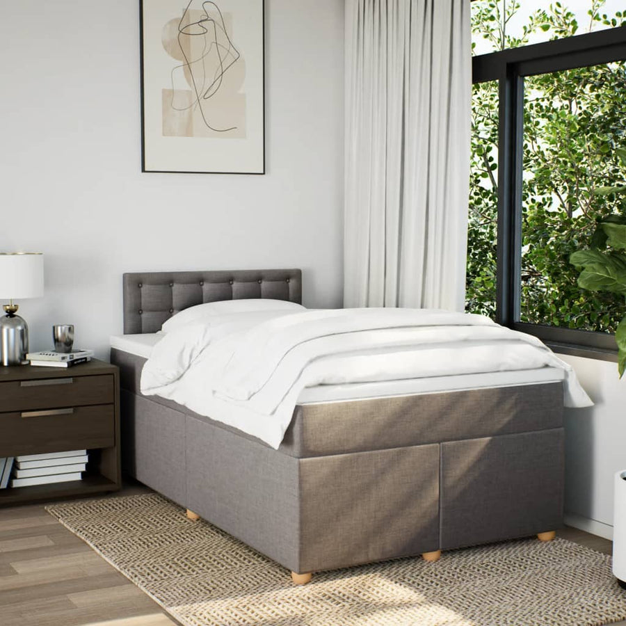 Boxspring met matras stof taupe 120x190 cm