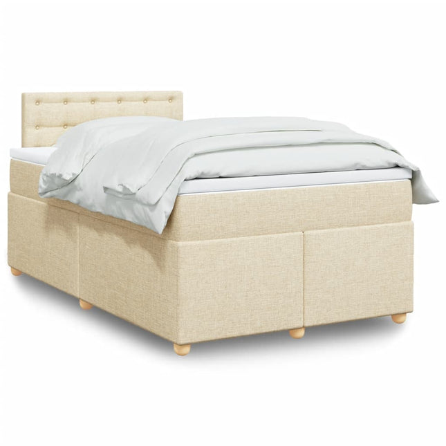 Boxspring met matras stof crèmekleurig 120x190 cm