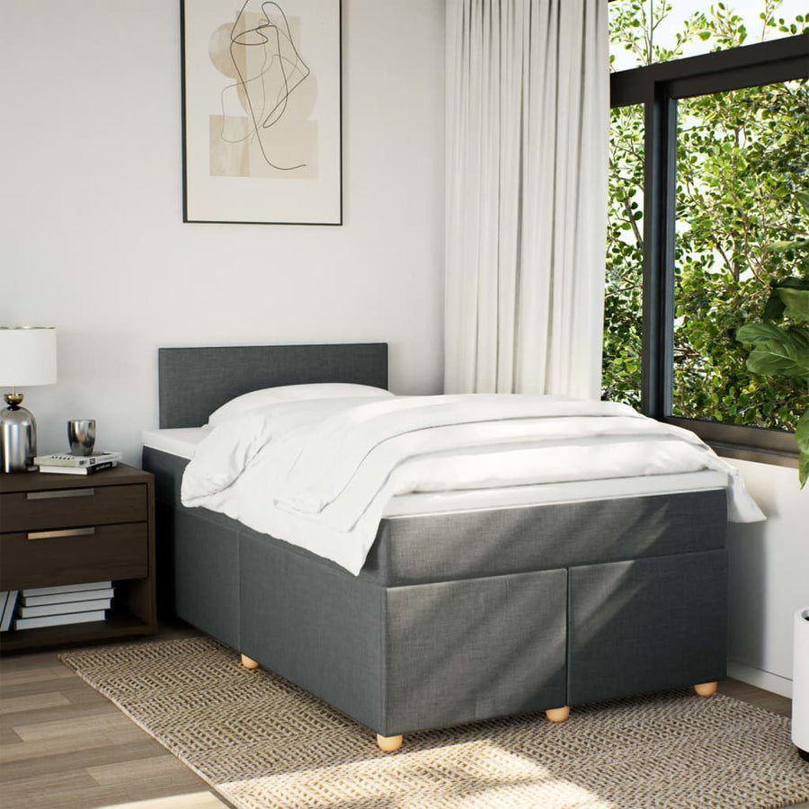 Boxspring met matras stof donkergrijs 120x200 cm
