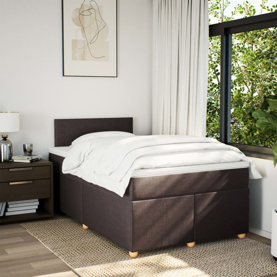 Boxspring met matras stof donkerbruin 120x200 cm