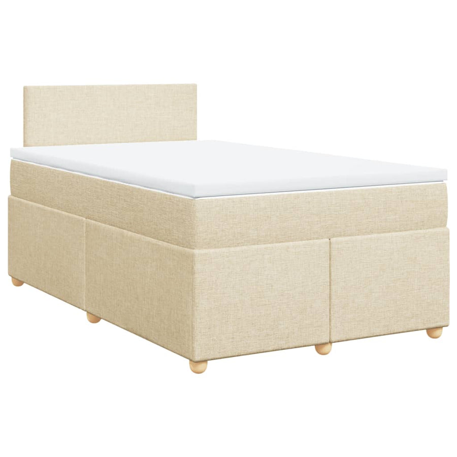 Boxspring met matras stof crèmekleurig 120x200 cm