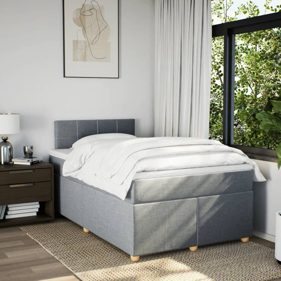 Boxspring met matras stof lichtgrijs 120x200 cm