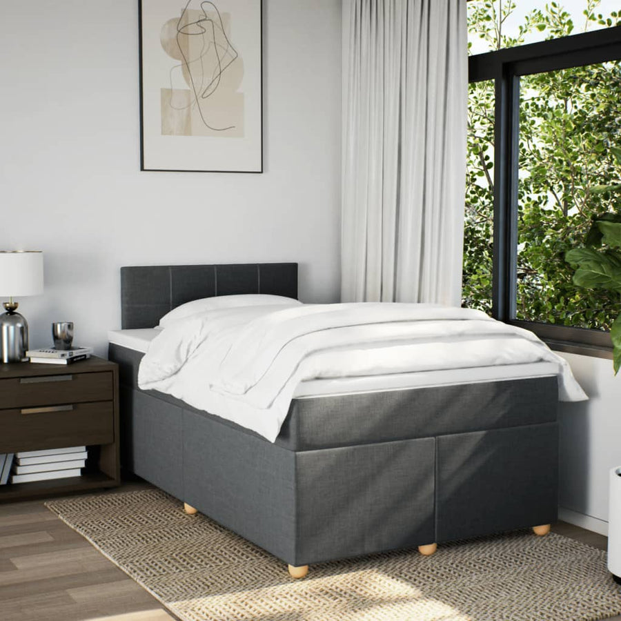 Boxspring met matras stof donkergrijs 120x200 cm