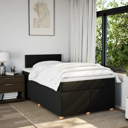Boxspring met matras stof zwart 120x200 cm