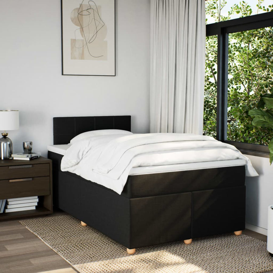 Boxspring met matras stof zwart 120x200 cm