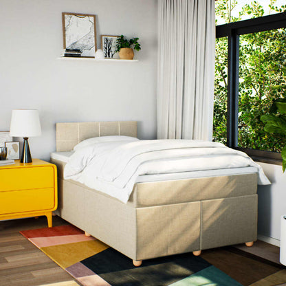 Boxspring met matras stof crèmekleurig 120x200 cm