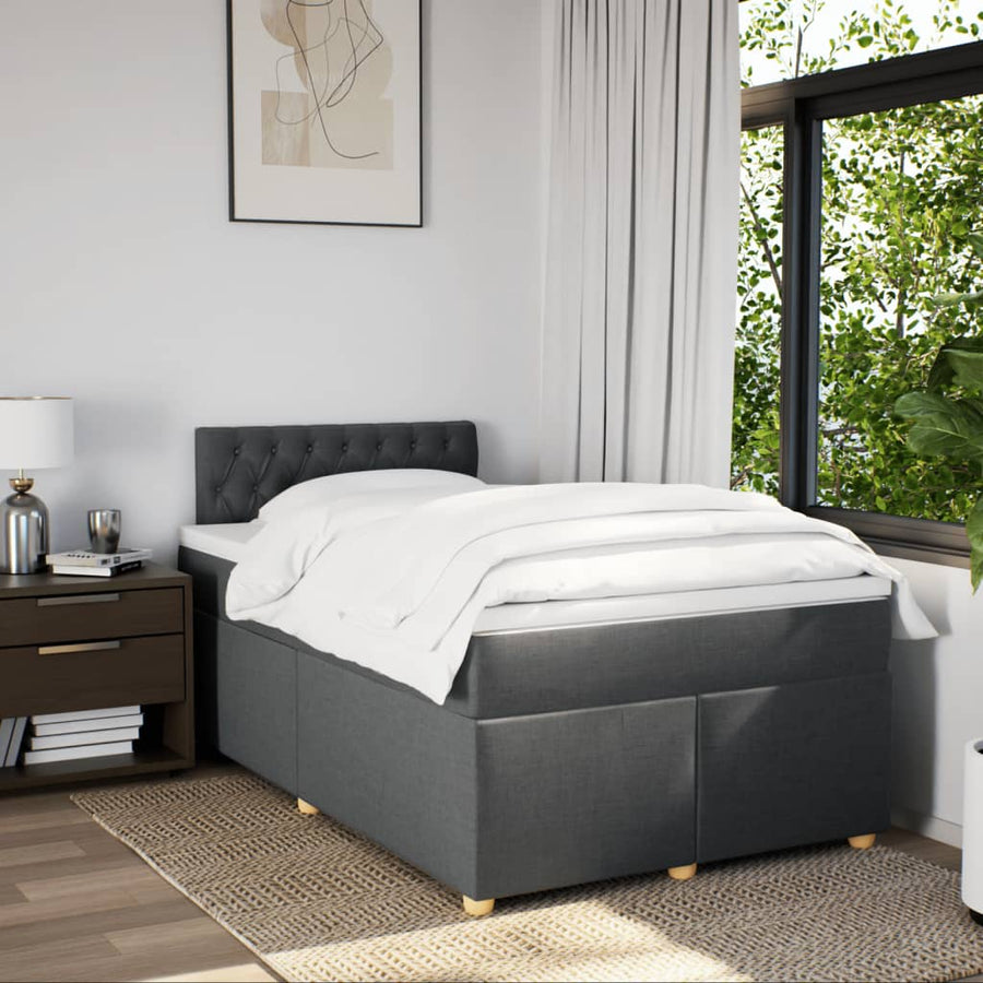 Boxspring met matras stof donkergrijs 120x200 cm