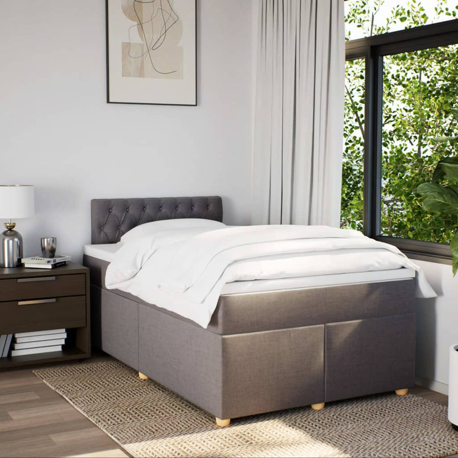 Boxspring met matras stof taupe 120x200 cm