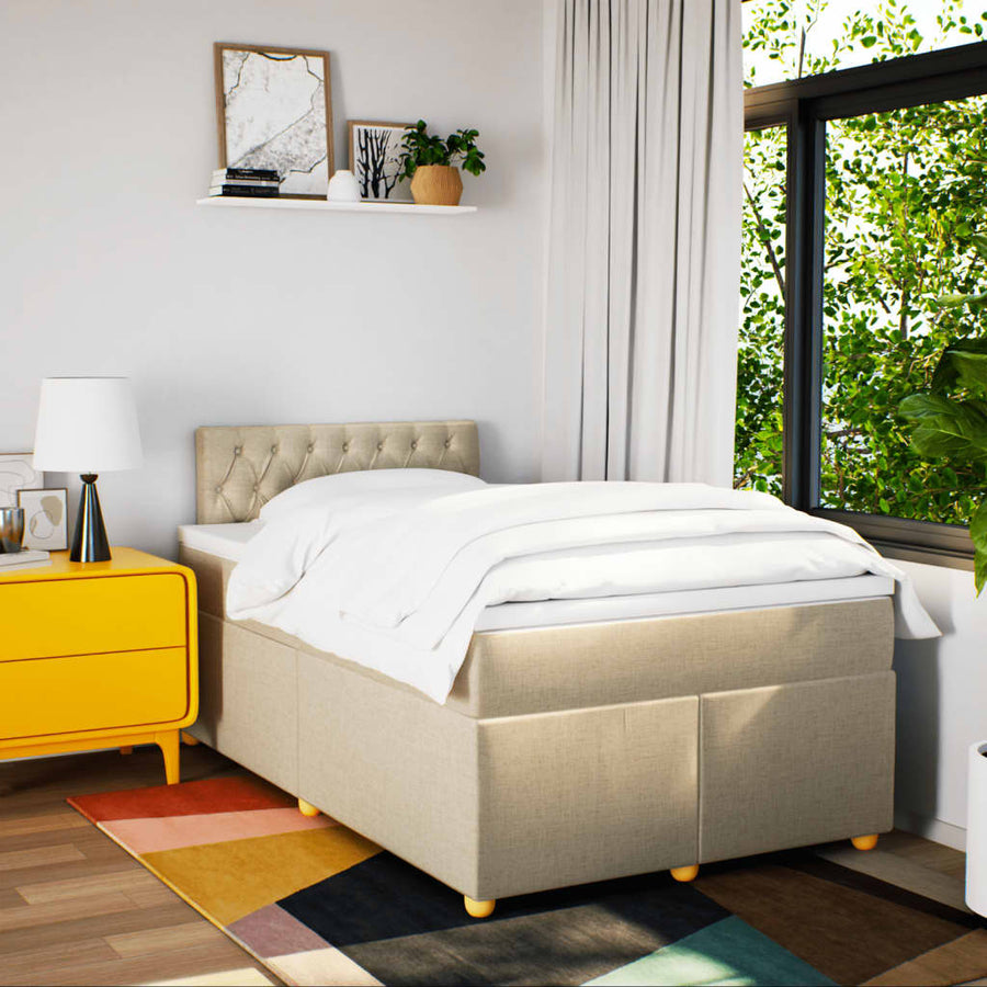 Boxspring met matras stof crèmekleurig 120x200 cm