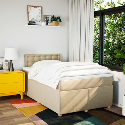 Boxspring met matras stof crèmekleurig 120x200 cm