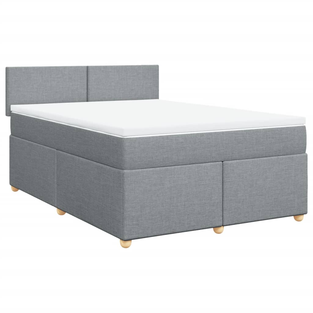 Boxspring met matras stof lichtgrijs 140x190 cm