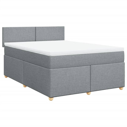 Boxspring met matras stof lichtgrijs 140x190 cm