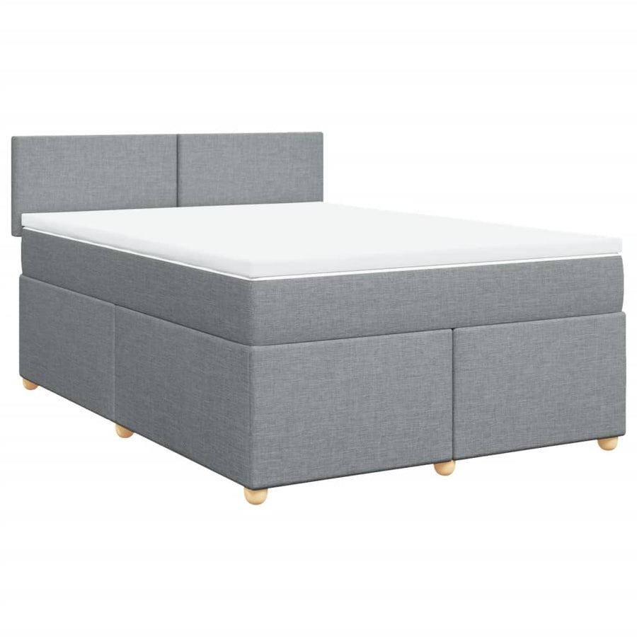 Boxspring met matras stof lichtgrijs 140x190 cm