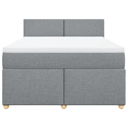 Boxspring met matras stof lichtgrijs 140x190 cm