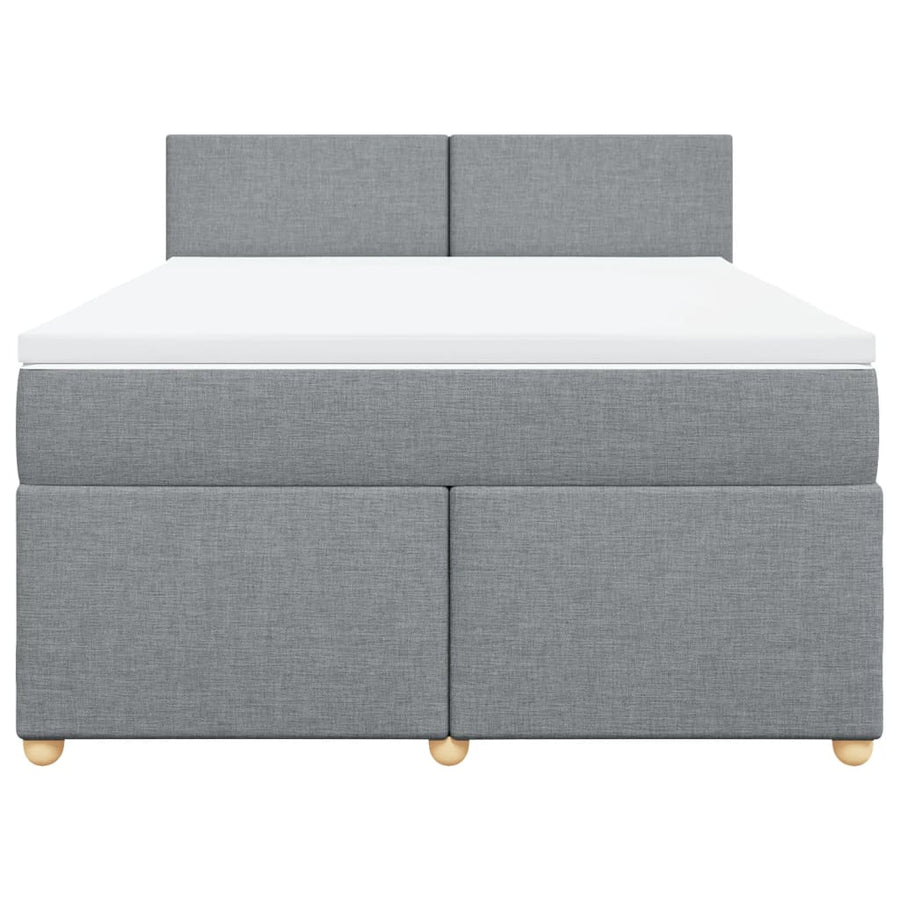 Boxspring met matras stof lichtgrijs 140x190 cm