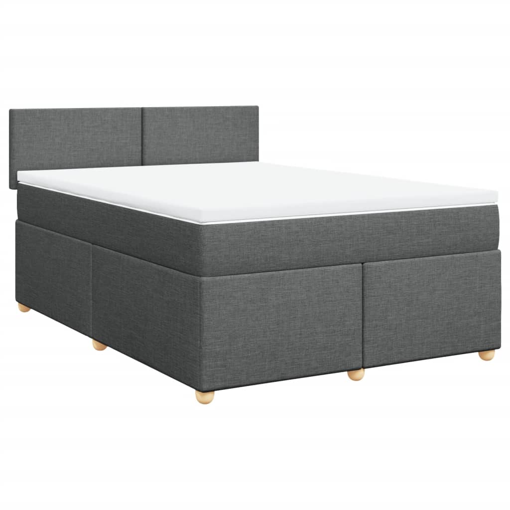 Boxspring met matras stof donkergrijs 140x190 cm