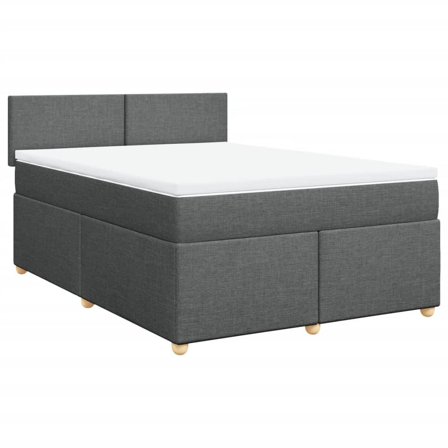 Boxspring met matras stof donkergrijs 140x190 cm