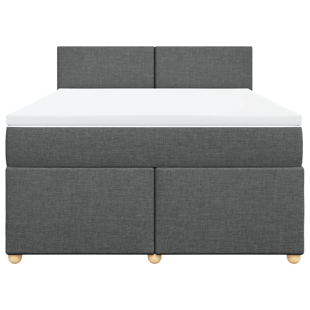 Boxspring met matras stof donkergrijs 140x190 cm