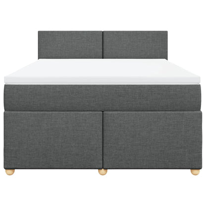 Boxspring met matras stof donkergrijs 140x190 cm