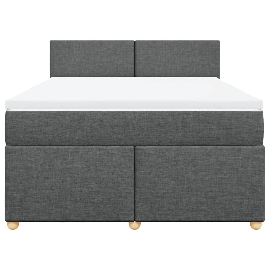 Boxspring met matras stof donkergrijs 140x190 cm