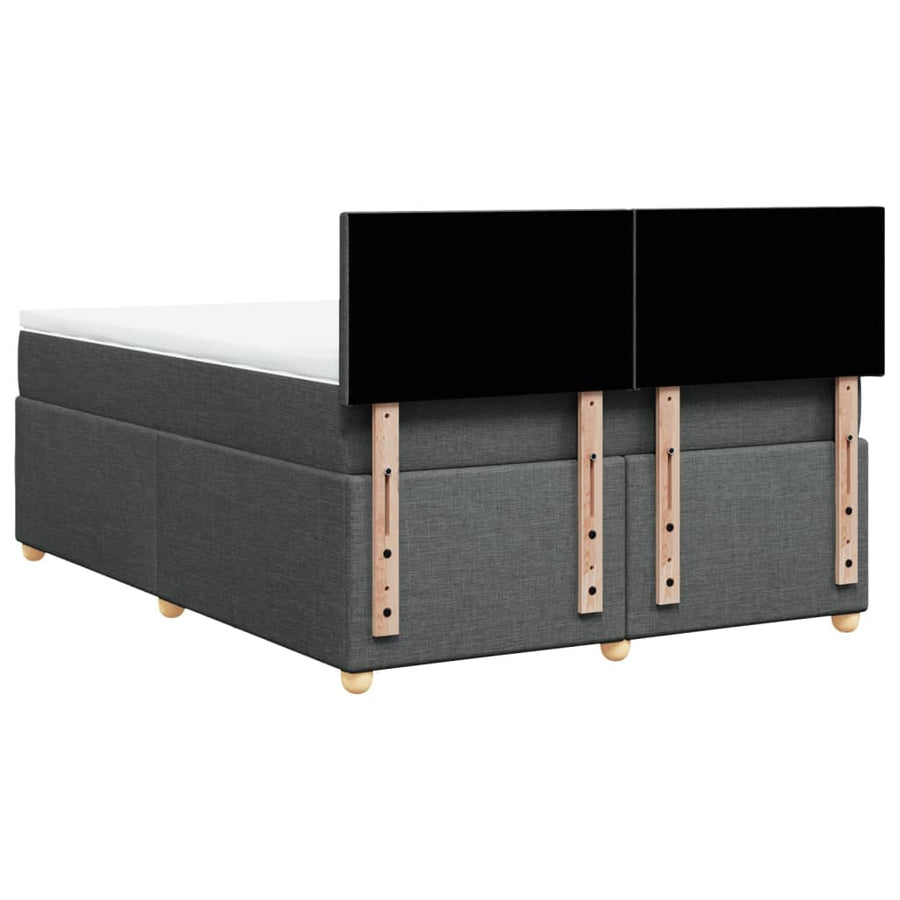 Boxspring met matras stof donkergrijs 140x190 cm