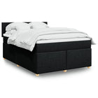 Box spring with fabric mattress black 140x190 cm